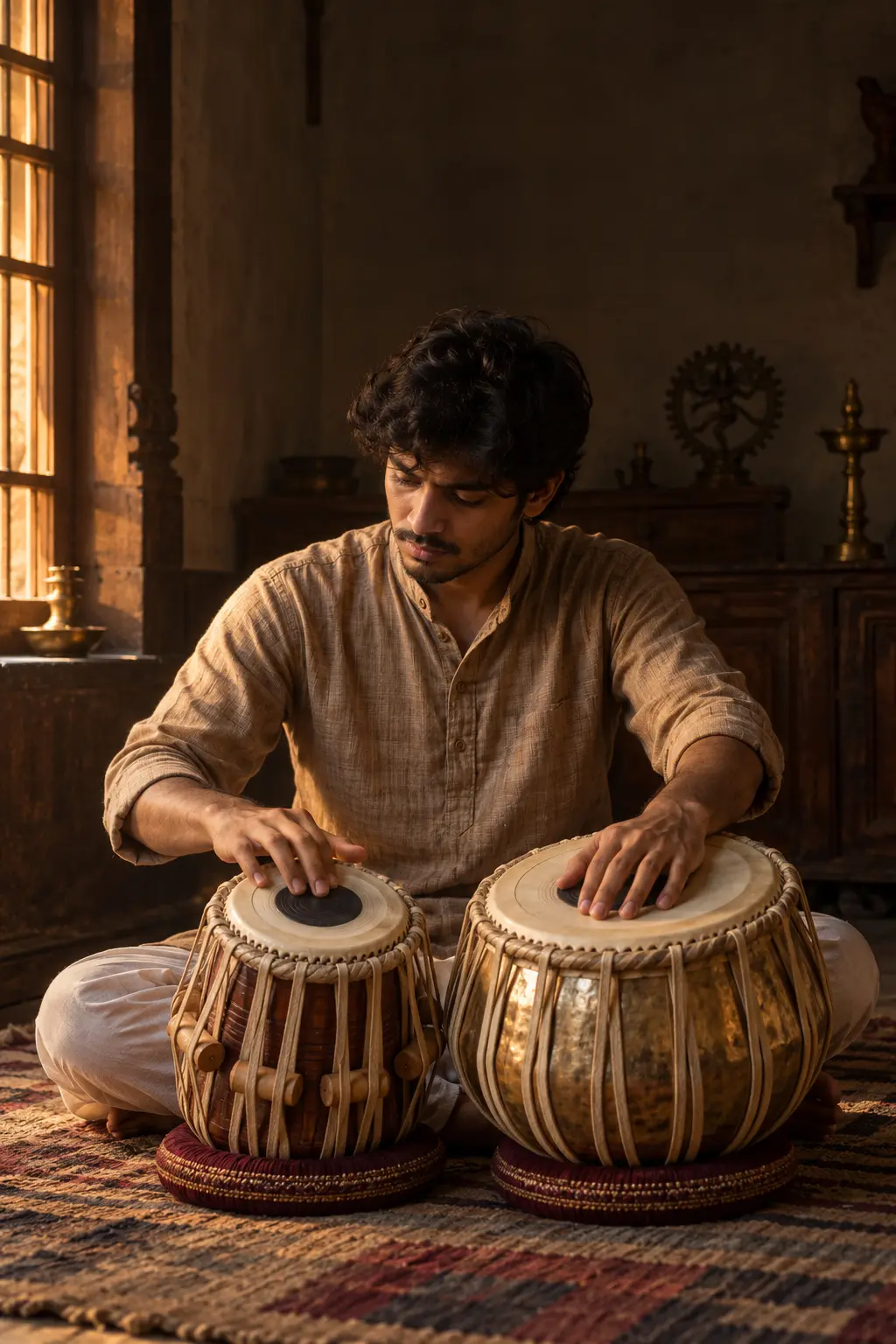 A young tabla player at practice